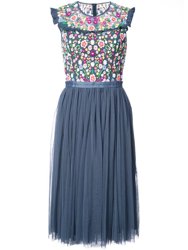 Needle & Thread Floral Flared Dress - Blue