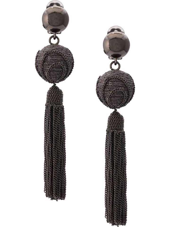 Oscar De La Renta Chain Tassel Earrings - Grey