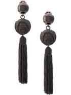 Oscar De La Renta Chain Tassel Earrings - Grey