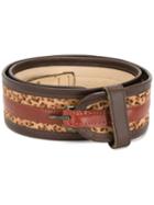 Kenzo Vintage Leopard Print Striped Belt, Women's, Size: 80, Brown