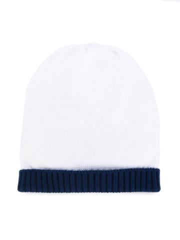 Little Bear - Contrast Trim Beanie - Kids - Cotton - 40 Cm, White