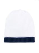 Little Bear - Contrast Trim Beanie - Kids - Cotton - 40 Cm, White