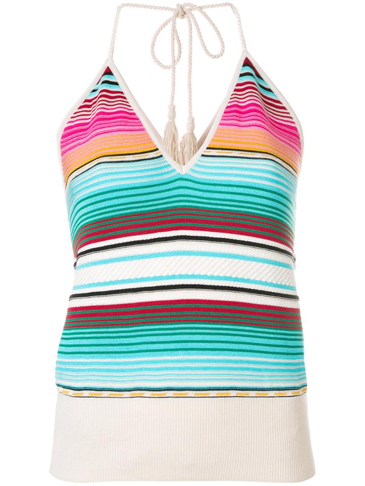 Laneus Striped Knitted Halterneck Top - Multicolour