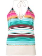 Laneus Striped Knitted Halterneck Top - Multicolour