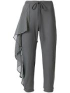 Lost & Found Rooms Cropped Frill-trim Trousers - Grey