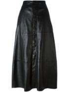 Saint Laurent Long Leather Skirt, Women's, Size: 38, Black, Lamb Skin/silk