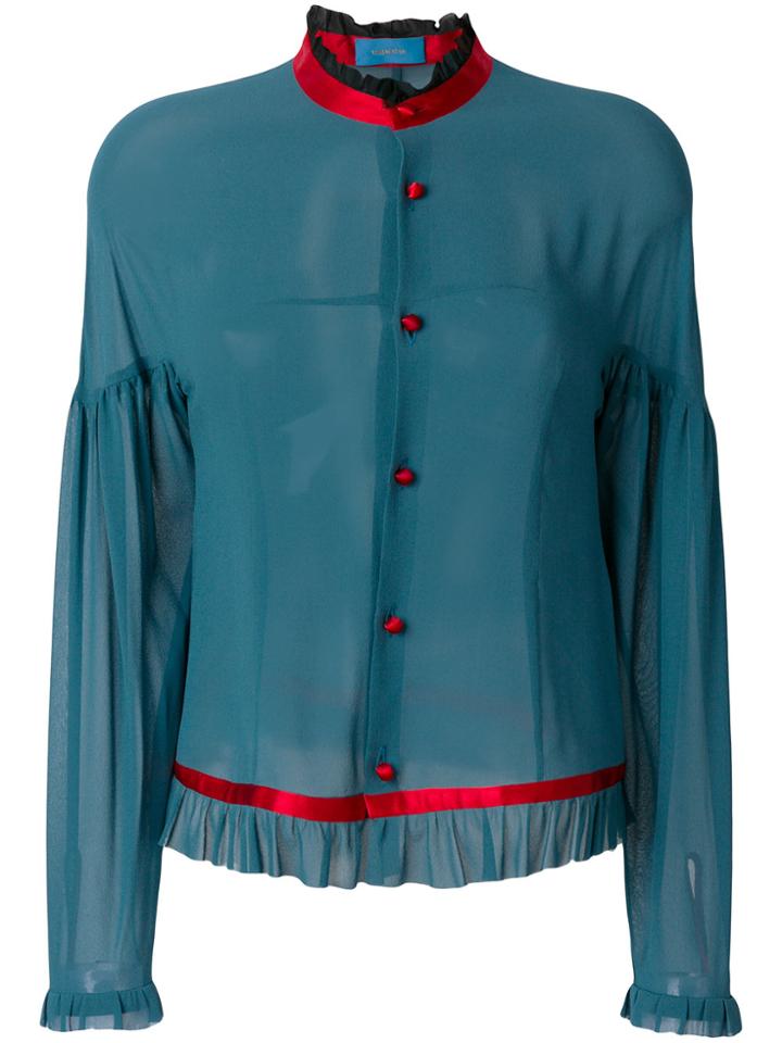 Undercover Frilled Sheer Shirt - Blue