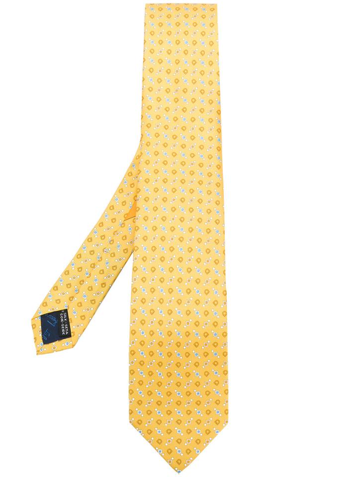 Salvatore Ferragamo Printed Gancio Tie - Yellow & Orange