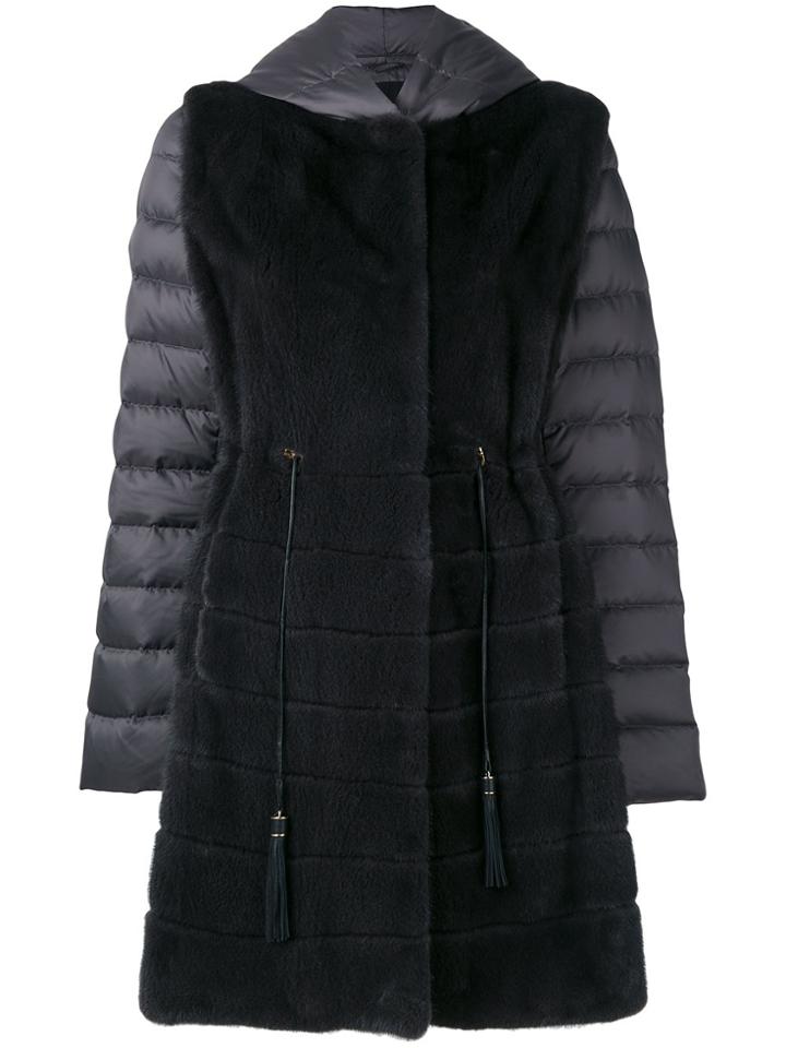 Liska Fur Trim Padded Coat - Grey
