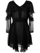 Just Cavalli Asymmetric Hem Sheer Dress, Women's, Size: 42, Black, Viscose/polyester