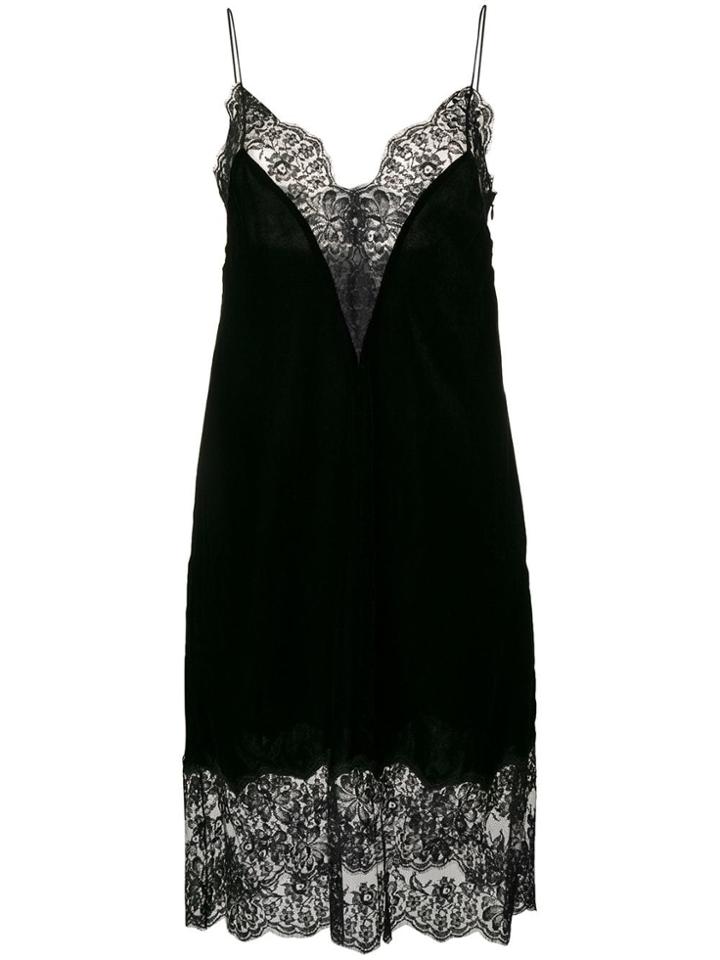 Stella Mccartney Lace Panel Slip Dress - Black