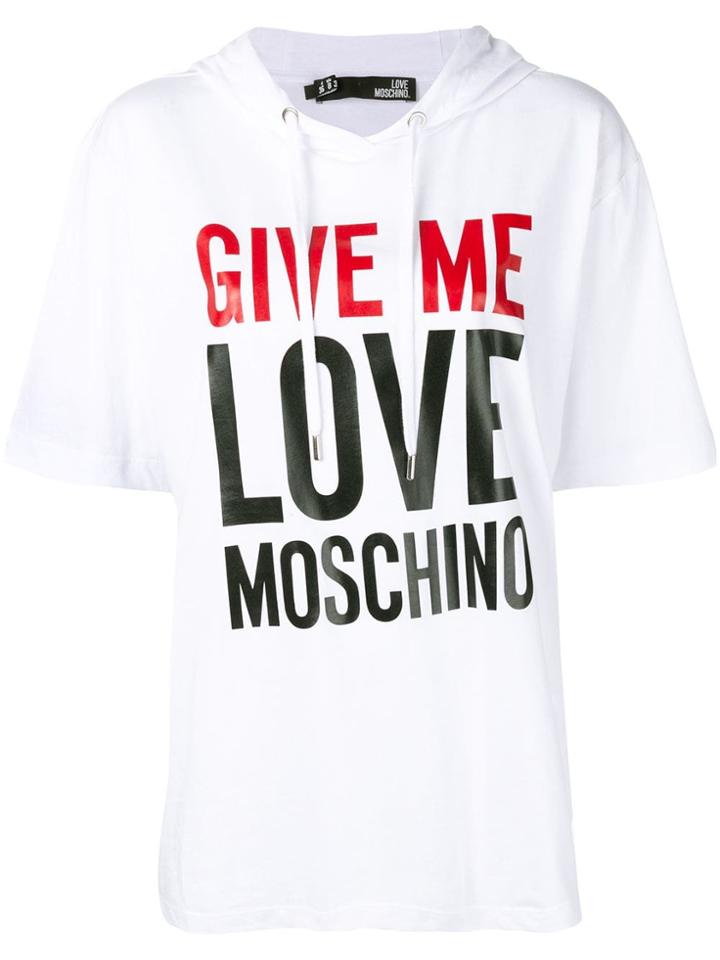 Love Moschino Slogan Print Oversized Hoodie - White