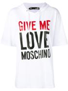 Love Moschino Slogan Print Oversized Hoodie - White