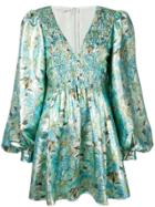 Stella Mccartney Floral Print Metallic Dress - Green