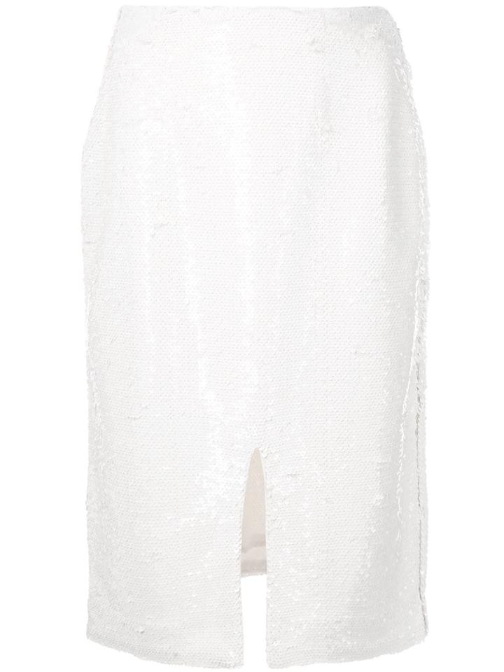 Ganni Sequins Midi Skirt - White