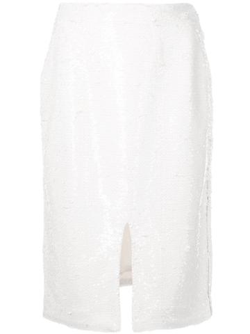 Ganni Sequins Midi Skirt - White