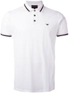 Emporio Armani Striped Trim Polo Shirt, Men's, Size: Xl, White, Cotton