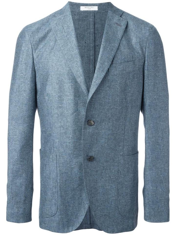 Boglioli Two-button Blend, Men's, Size: 52, Blue, Silk/nylon/acetate/cupro