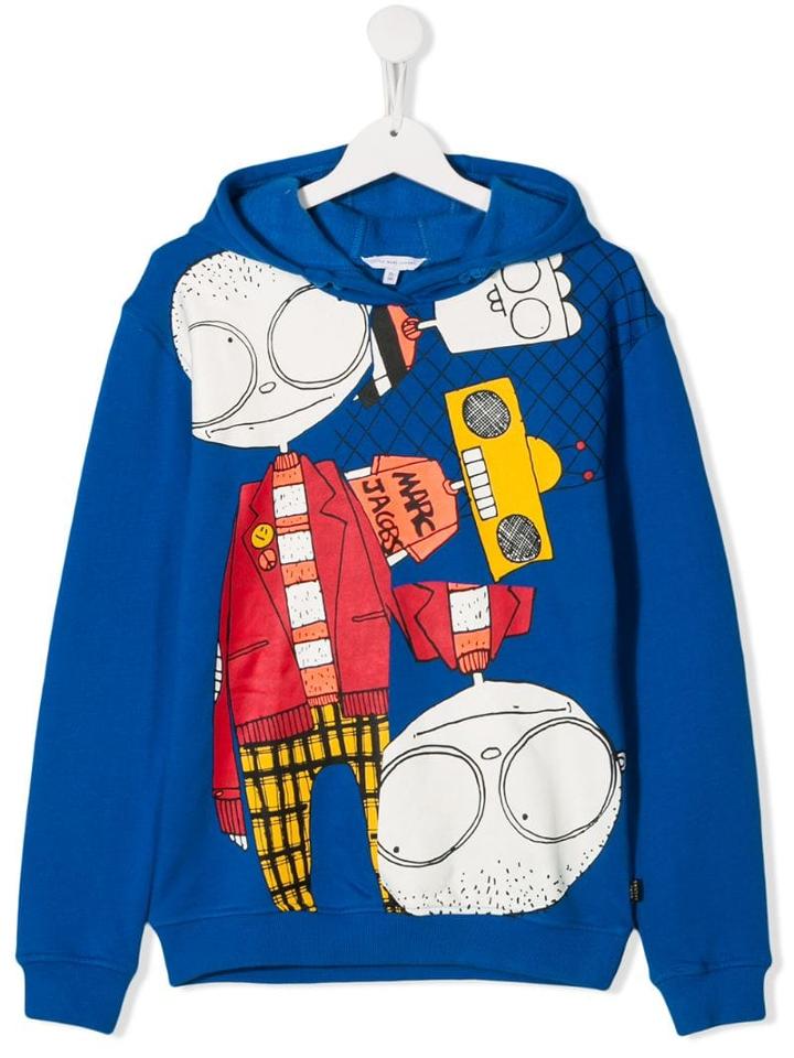 Little Marc Jacobs Teen Cartoon Print Hoodie - Blue