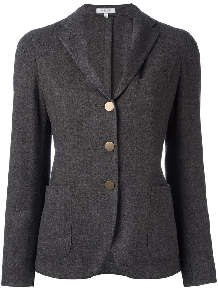 Boglioli Patch Pockets Blazer, Women's, Size: 42, Grey, Wool/cupro