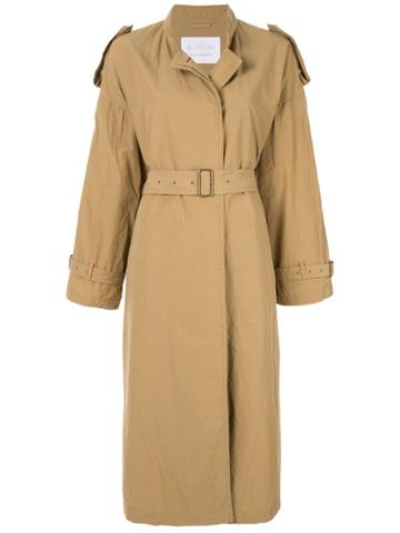 Blueflag + Kiminori Morishita Stand Coller Belted Coat - Brown