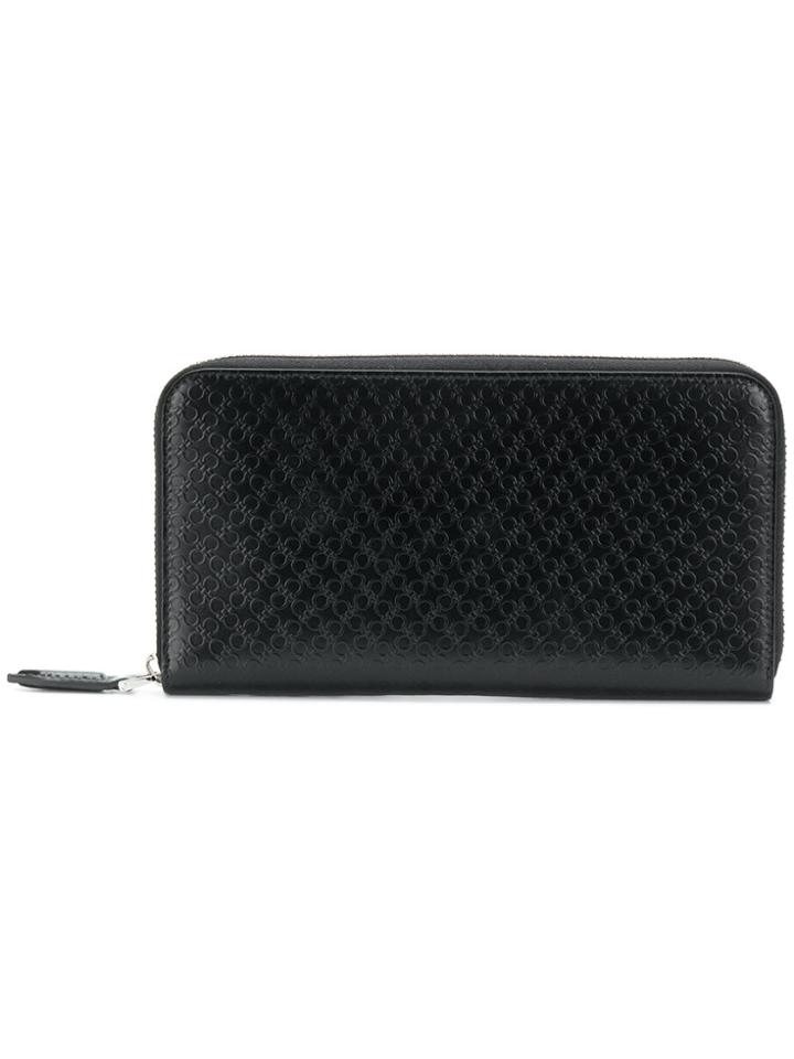 Salvatore Ferragamo Double Gancio Embossed Wallet - Black