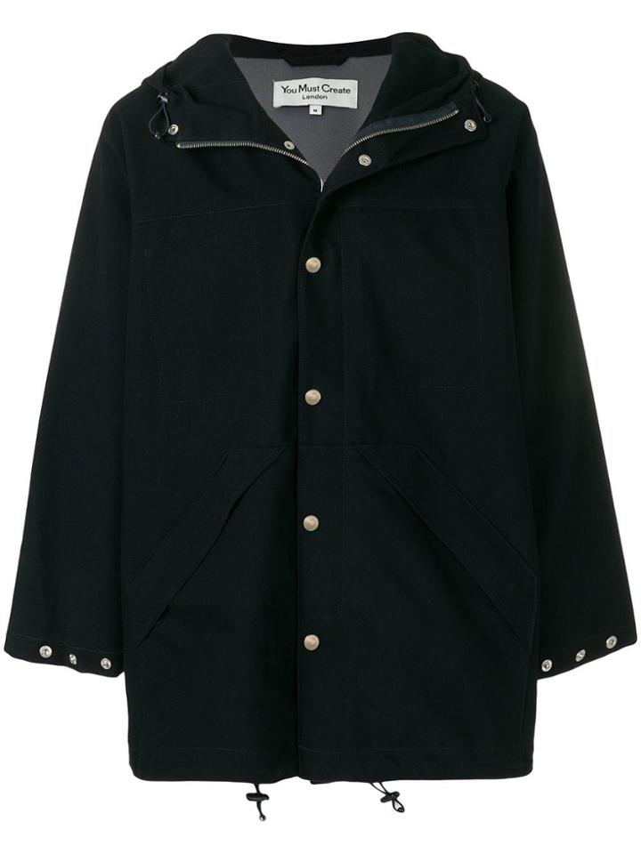 Ymc Hooded Parka Coat - Blue