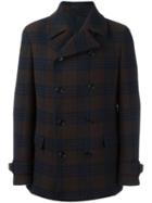 Z Zegna Checked Coat, Men's, Size: 52, Blue, Wool/cotton/cupro
