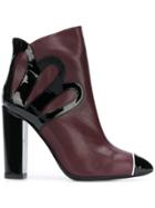 Racine Carree Patent Detail Ankle Boots - Red