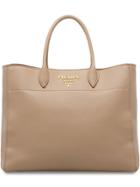 Prada Logo Plaque Tote Bag - Neutrals