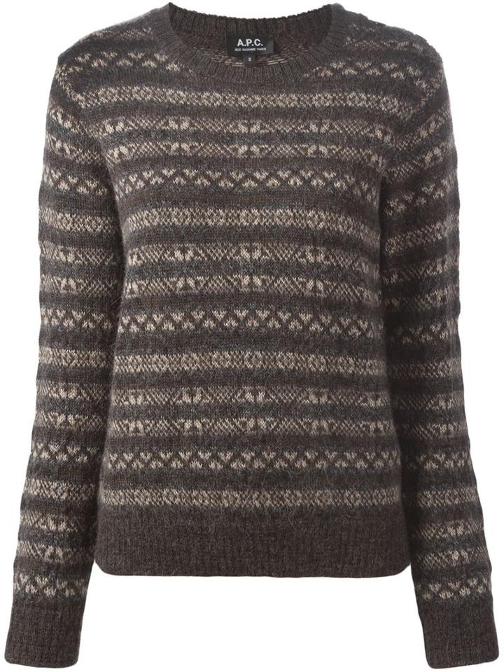 A.p.c. Intarsia Knit Sweater, Women's, Size: Large, Brown, Alpaca
