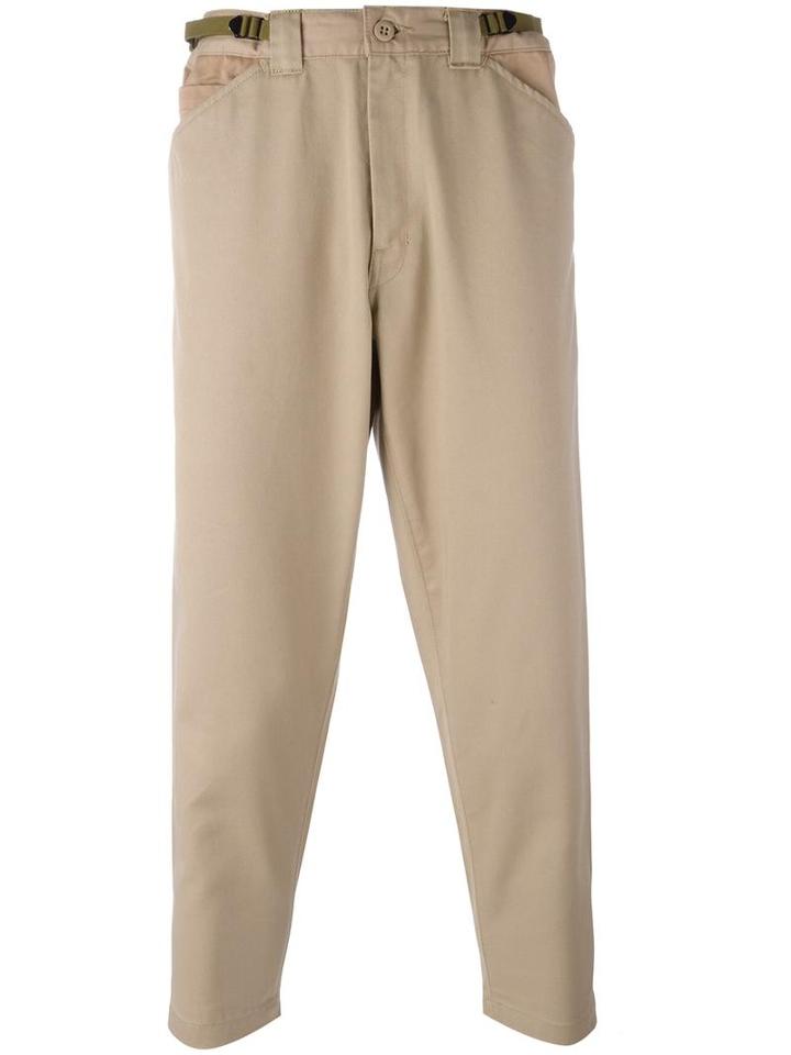 Ganryu Comme Des Garcons Loose Fit Cropped Trousers, Men's, Size: Medium, Nude/neutrals, Cotton/polyester