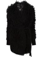 Lost & Found Ria Dunn Belted Textured Cardi-coat, Women's, Size: Medium, Black, Cotton/polyamide/polyester/wool