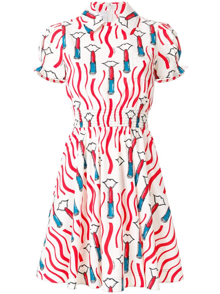 Valentino Lipstick Print Mini Dress - White