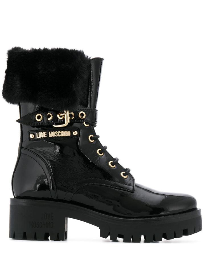 Love Moschino Buckled Ankle Biker Boots - Black