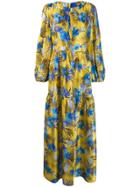 Black Coral Tropical Printed Maxi Dress - Blue