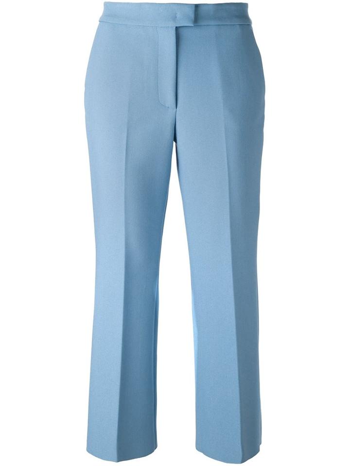 Msgm Cropped Trousers, Women's, Size: 40, Blue, Polyester/spandex/elastane/viscose