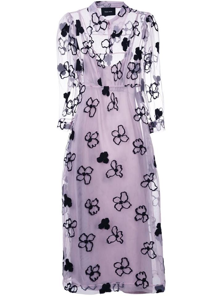 Simone Rocha Flower Dress, Women's, Size: 8, Pink/purple, Polyamide/polyester/wool