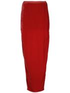 Rick Owens Side Slits Long Skirt - Red