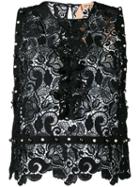 No21 - Lace Detail Top - Women - Polyester - 44, Black, Polyester