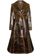 Rejina Pyo Collared Patent Leather Trench Coat - Brown