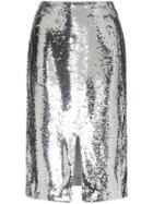 Ganni Sonora Sequin Pencil Skirt - Metallic