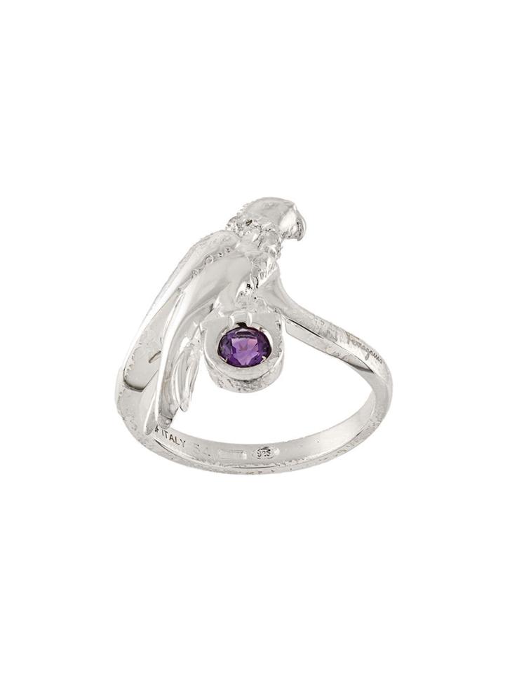 Salvatore Ferragamo Crystal Parrot Ring - Grey
