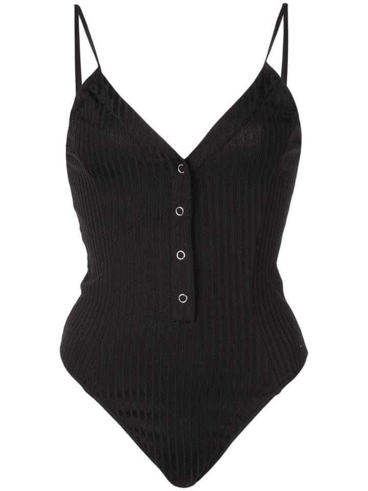 Fleur Du Mal Fitted Ribbed Bodysuit - Black