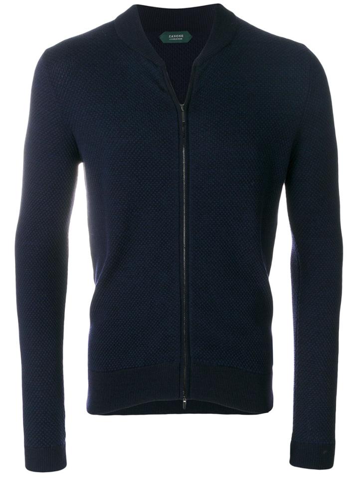 Zanone Zipped Cardigan - Blue