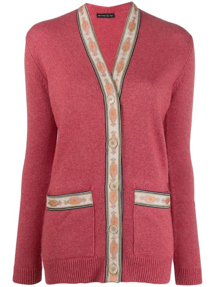 Etro Contrast Trim Cardigan - Red
