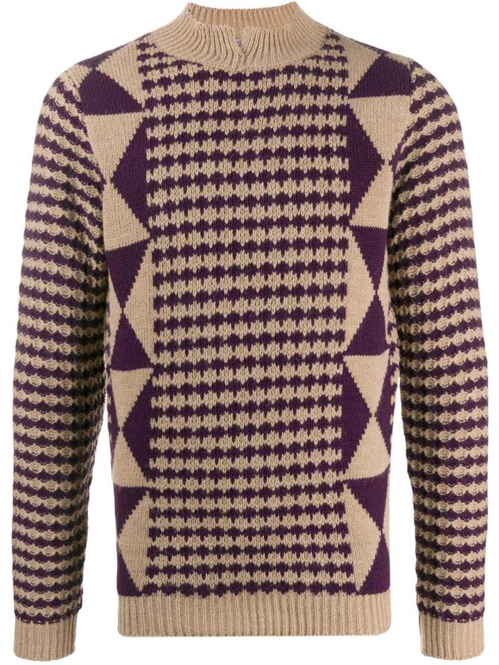 Daniele Alessandrini Geometric Knit Jumper - Neutrals