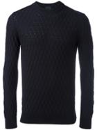 Lanvin Honeycomb Knit Style Jumper, Men's, Size: Large, Blue, Cotton
