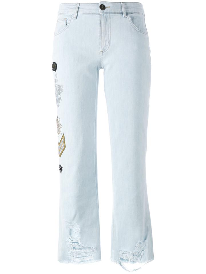Mr & Mrs Italy Embellished Multi-patch Jeans - Blue