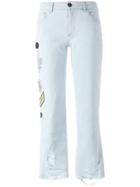 Mr & Mrs Italy Embellished Multi-patch Jeans - Blue